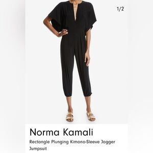 Norma Kamali rectangle kimono style jumpsuit jogger black, S